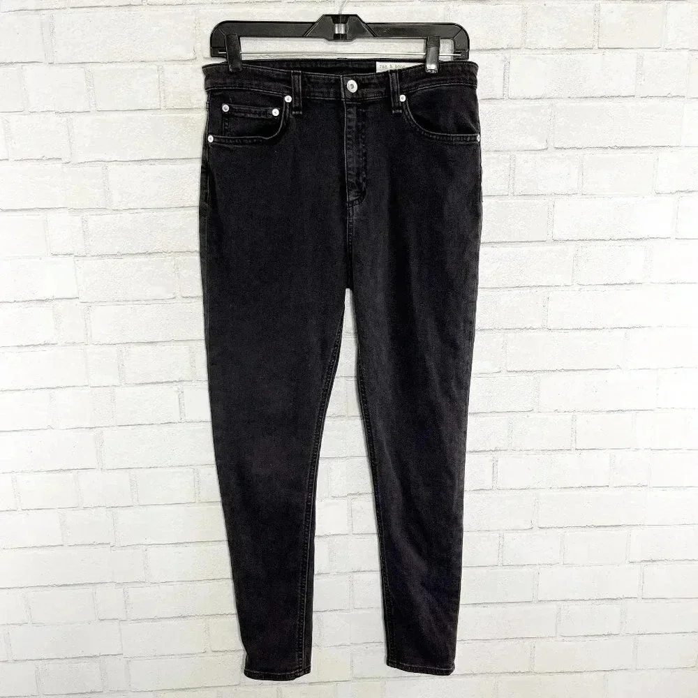 Rag & Bone Faded Black Nina High Rise Ankle Skinny Jeans Women's Waist Size 29